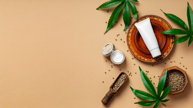 Top view cbd treatment still life