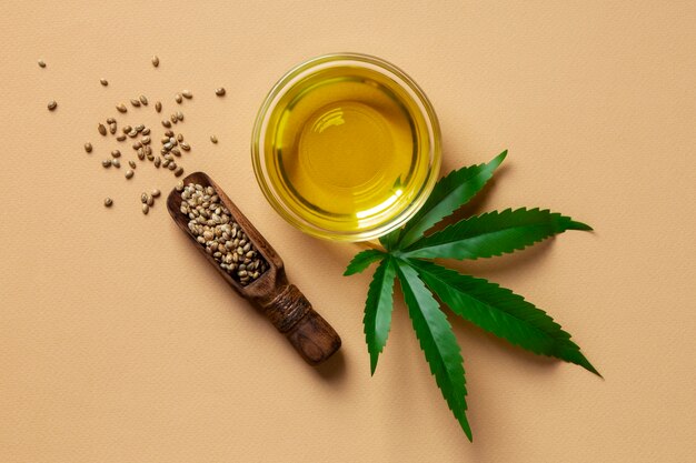 top view cbd treatment still life
