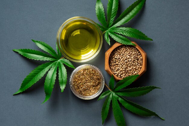 Top view cbd treatment still life