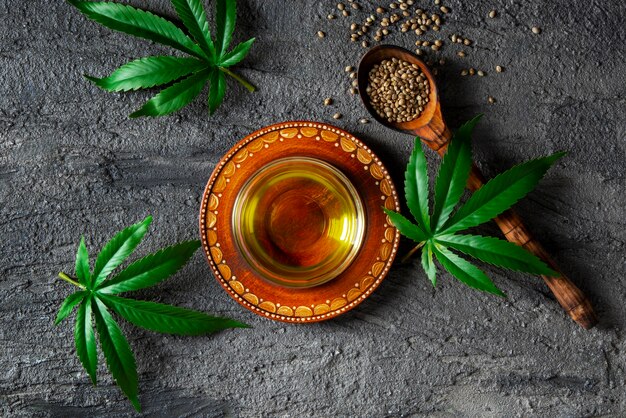 top view cbd treatment still life