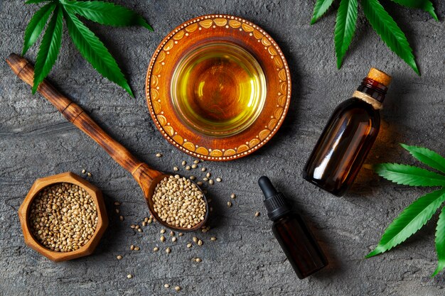 top view cbd treatment still life