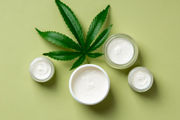 Top view cbd treatment still life