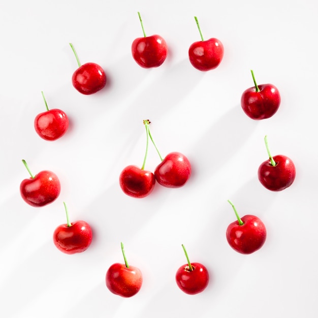 Top view of cherries