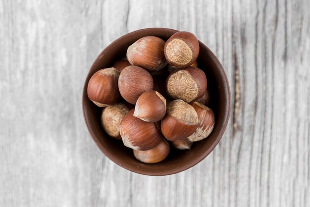 Top view of chesnuts arrangement