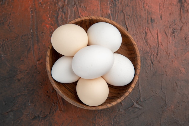 Top view chicken eggs