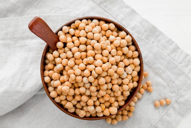 Top view of chickpeas beans concept