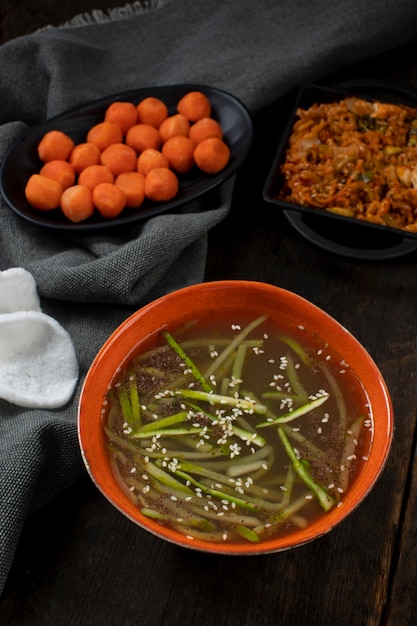 Top view over chinese hot pot