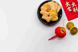 Free photo top view chinese new year composition with copyspace