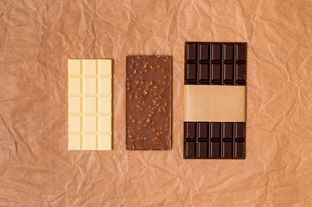 Top view of chocolate bars