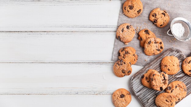 Top view chocolate cookies