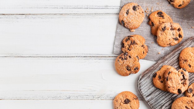 Top view chocolate cookies