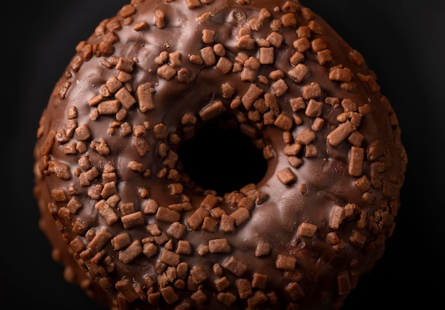 Top view chocolate doughnut