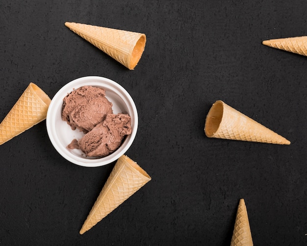 無料写真 トップビューチョコレートアイスクリーム