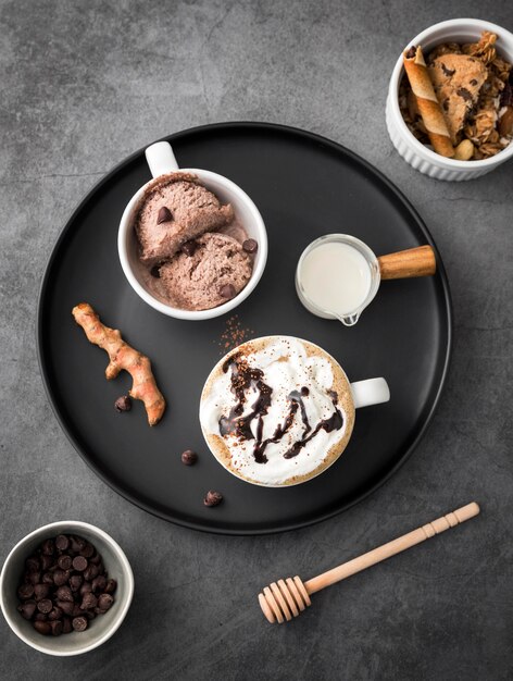 Frappè al cioccolato vista dall'alto