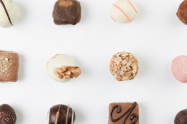 Top view chocolate selection