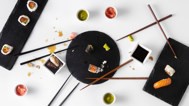 寿司と箸の上面図