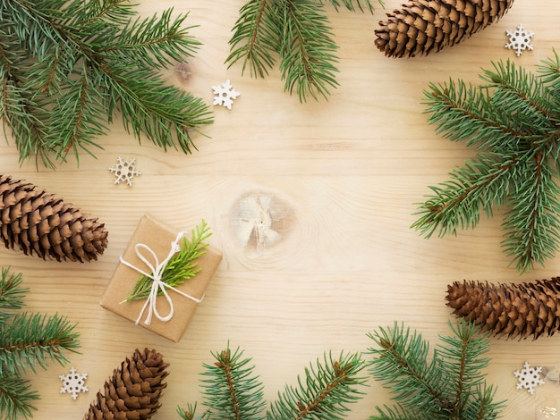 Foto gratuita vista dall'alto del concetto di natale con copia spazio