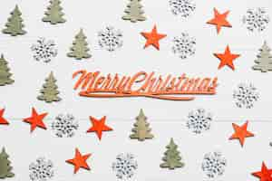 Free photo top view christmas decoration with letters