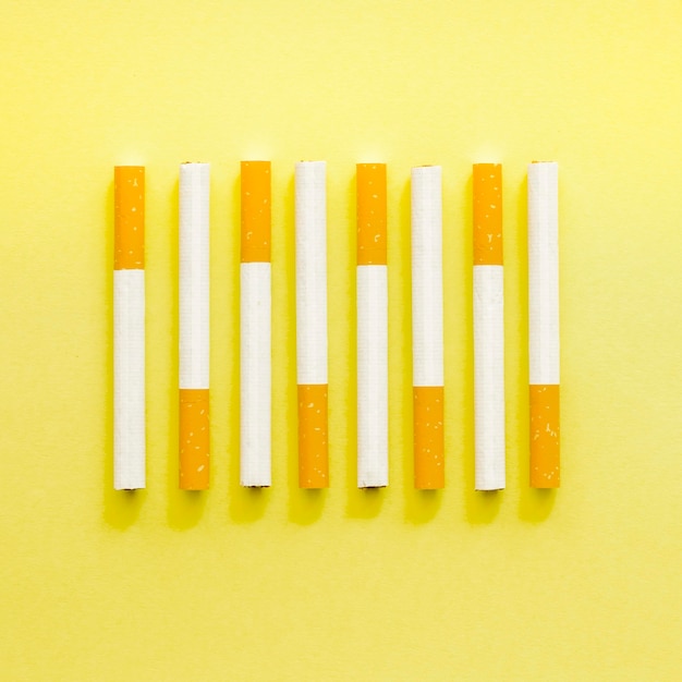 Top view of cigarette bad habit arrangement