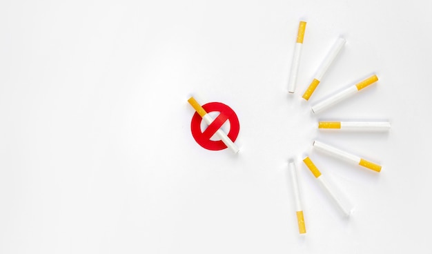 Free photo top view of cigarette bad habit concept