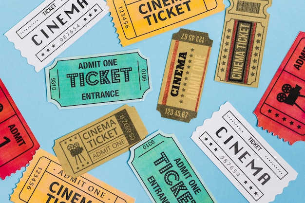 Top view cinema tickets