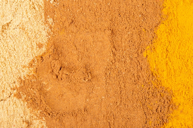 Top view of cinnamon powder textured background