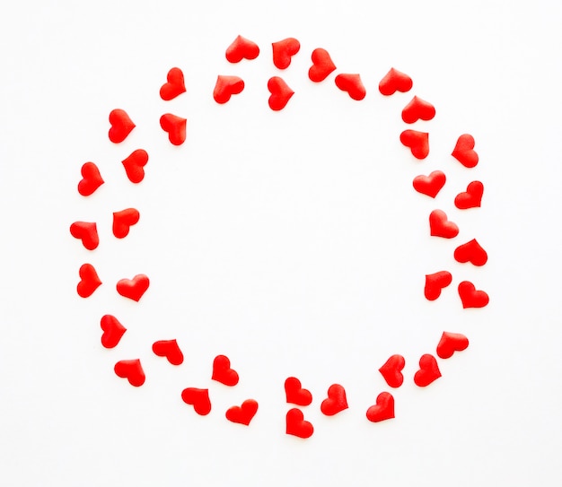 Top view of circle with shape hearts