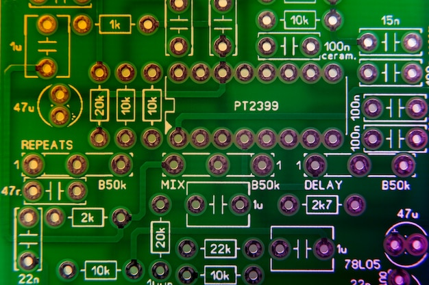 Top view circuit board close-up