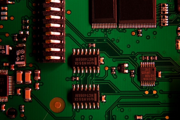 Top view circuit board close-up