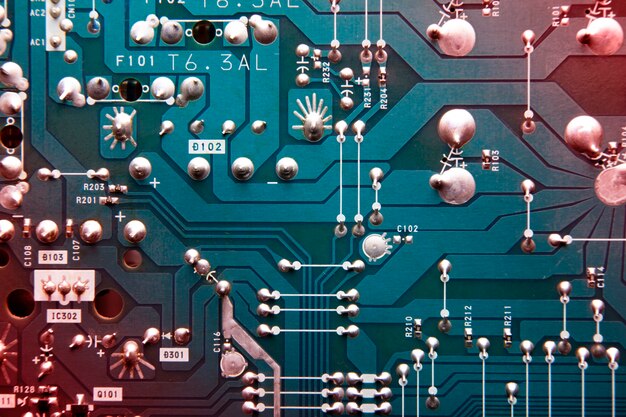 Top view circuit board close-up