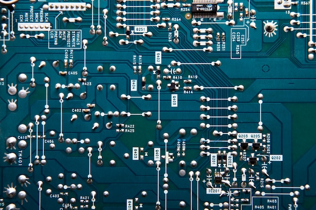 Top view circuit board close-up