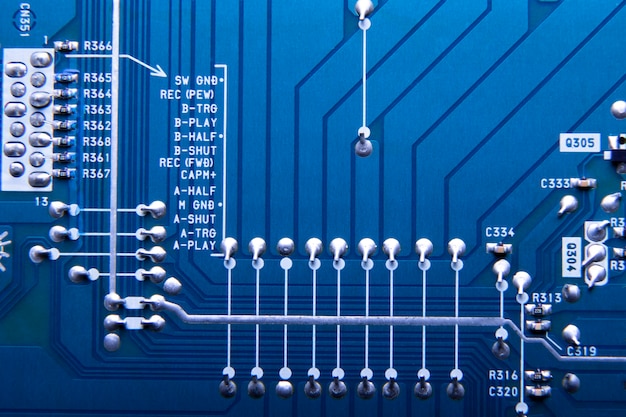 Top view circuit board close-up