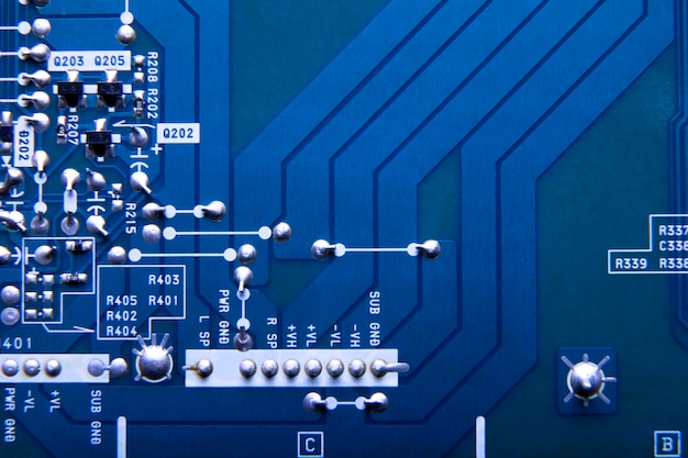 Top view circuit board close-up