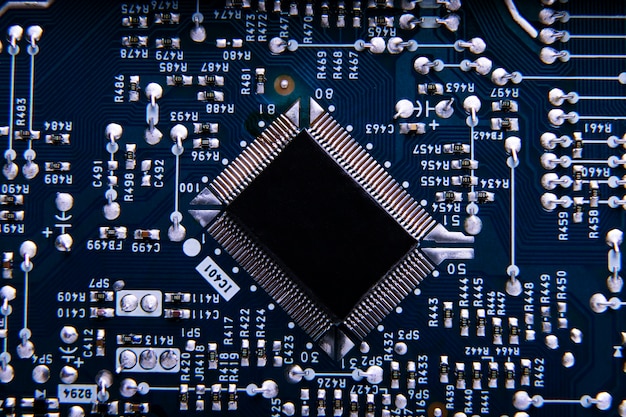 Top view circuit board close-up