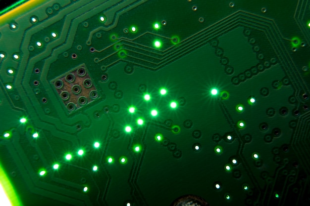 Free photo top view circuit board close-up