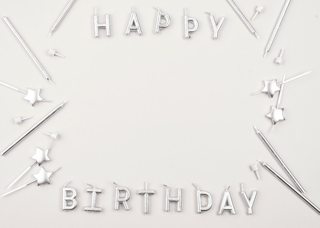 Top view circular birthday candles frame