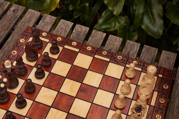 Top view classic chess board still life