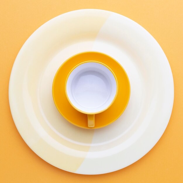 Top view clean tableware