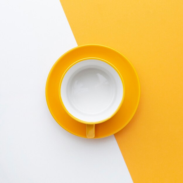top view clean tableware