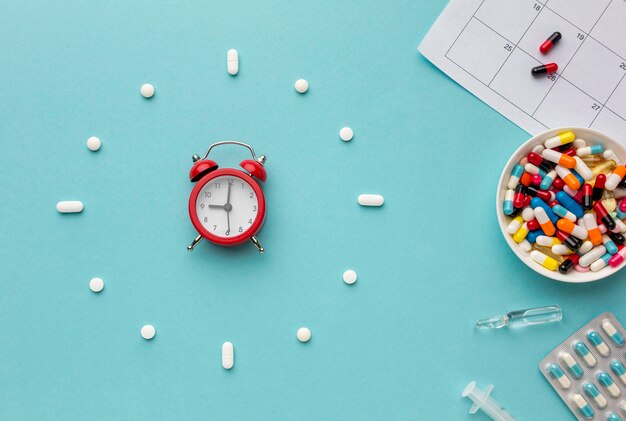 Top view clock shape of pills