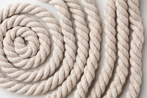 Top view close-up of rope texture composition
