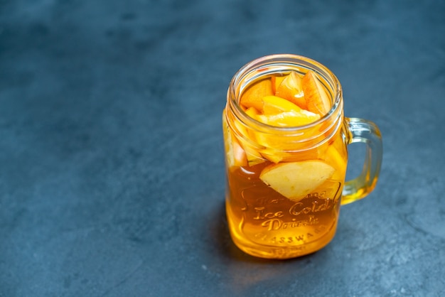 Top view cocktail on dark isolated background