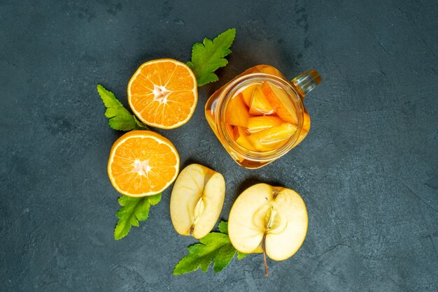 Top view cocktail on dark isolated background