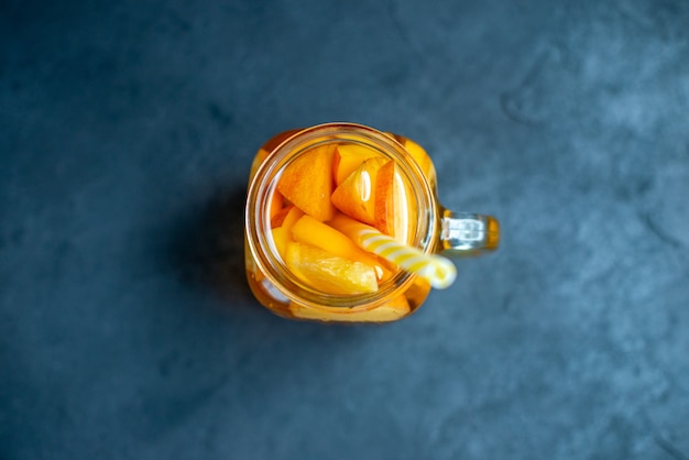 Top view cocktail on dark isolated background