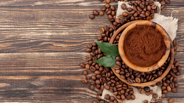 Vista dall'alto di caffè con spazio di copia