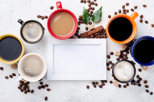 Top view of coffee concept with copy space