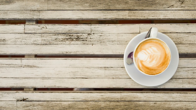 Vista dall'alto di una tazza di caffè