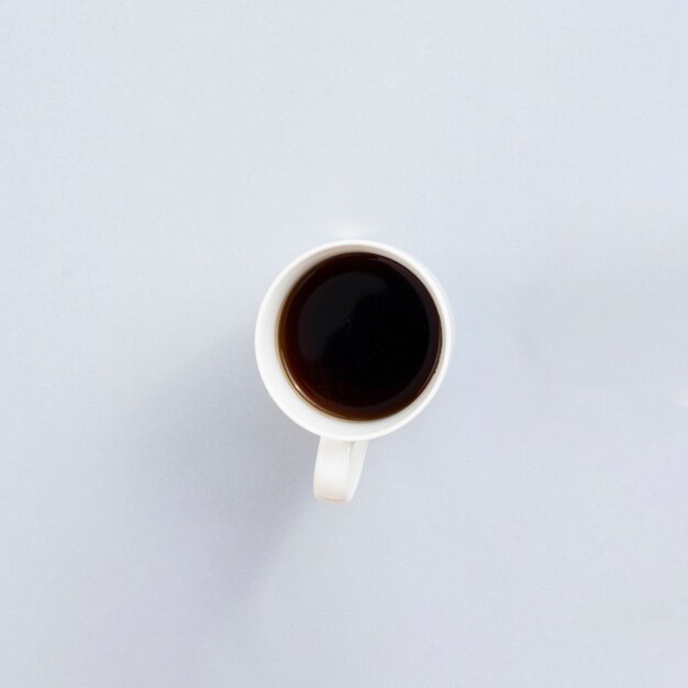 Top view coffee mug with gray background