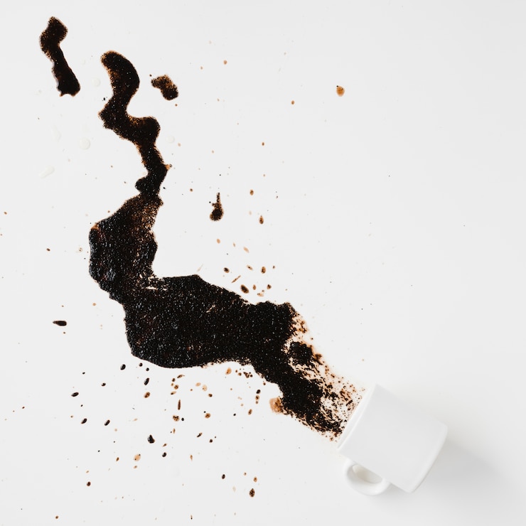Free Photo top view coffee stain with mug