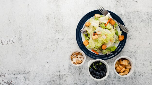 Top view collection of chopped salad with copyspace